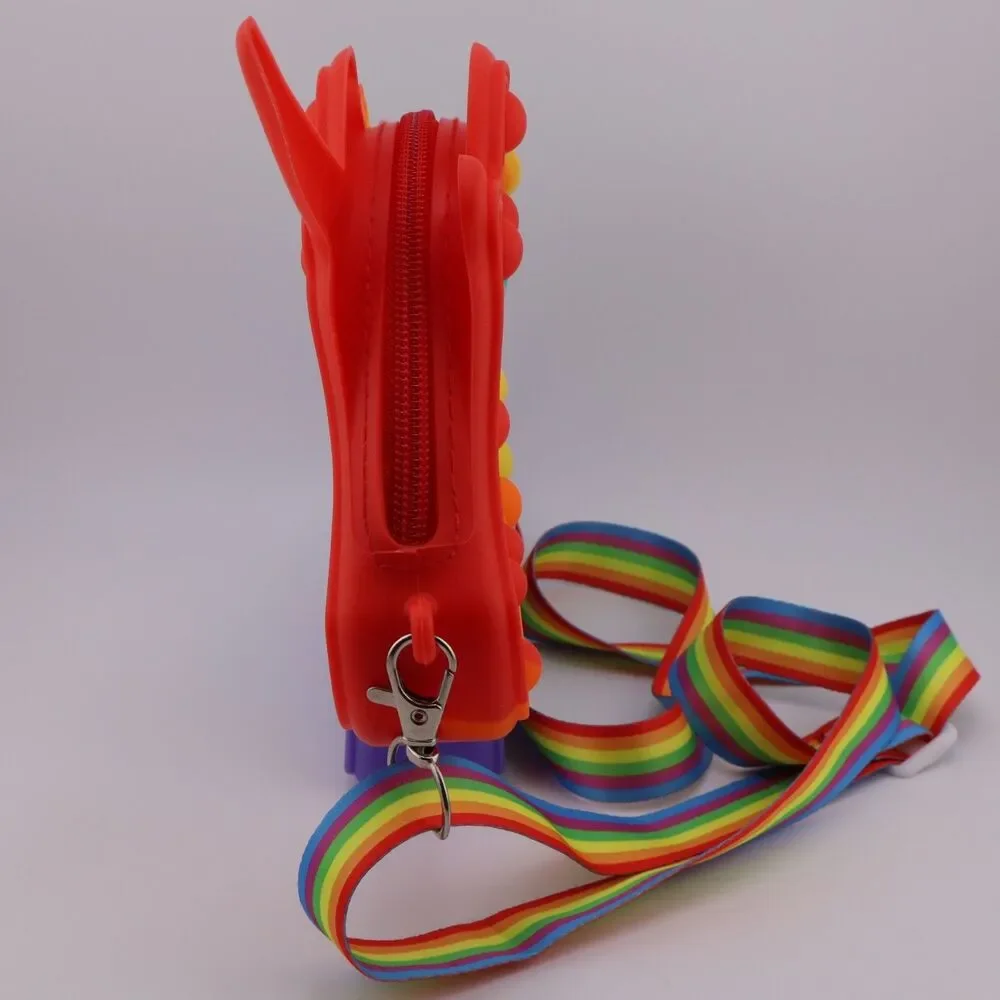 Popper Stress Relief Fidget Toy Rainbow Unicorn Kids Mini Crossbody Shoulder Bag